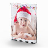 Rainbow Merry Christmas Script Overlay Baby Fotoblock (Rechts)