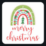 Rainbow Merry Christmas Sticker<br><div class="desc">Regenbogen Frohe Weihnachtsaufkleber für Geschenkverpackung,  Umschlag Aufkleber</div>