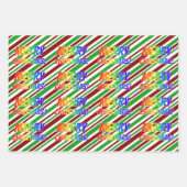 Rainbow "MERRY CHRISTMAS", Weihnachtsstreifen Geschenkpapier Set (Vorderseite)