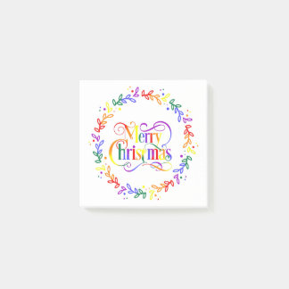 Rainbow Merry Christmas Wreath Post-it-Notes Post-it Klebezettel