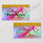 Rainbow Metallic | Glitter Drip | Friseur Visitenkarte (Vorne/Hinten)