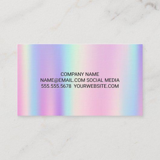 Rainbow Metallic Gradient | Monogramm Visitenkarte (Rückseite)