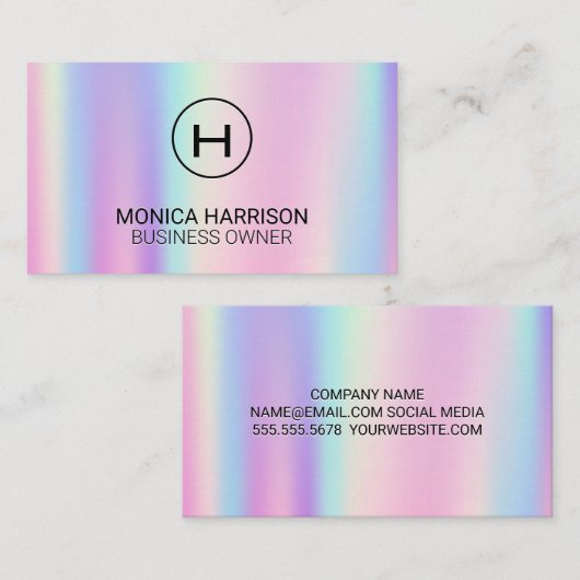 Rainbow Metallic Gradient | Monogramm Visitenkarte (Vorne/Hinten)