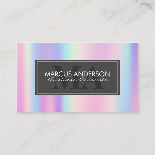 Rainbow Metallic | Klassisches Monogramm mit zwei Terminkarte (Vorderseite)