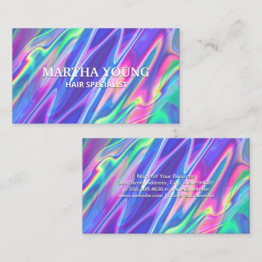 Rainbow Metallic Liquid Background Visitenkarte (Vorne/Hinten)