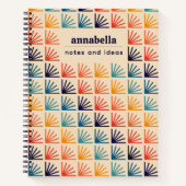 Rainbow Mid Century Modern Pattern Monogram Notizblock (Vorderseite)