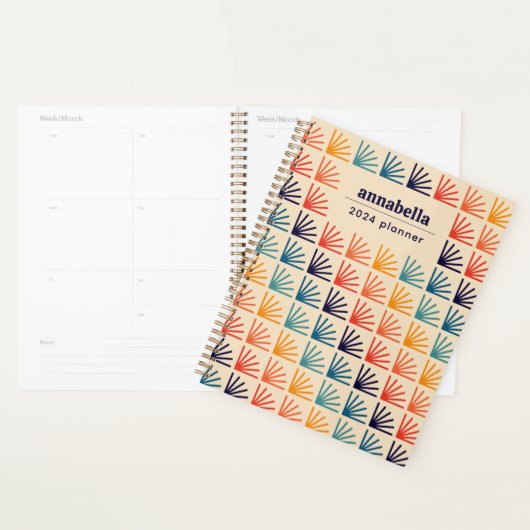 Rainbow Mid Century Modern Pattern Monogram Planer (Anzeige)