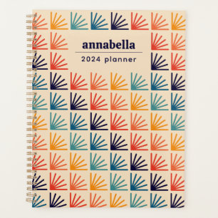 Rainbow Mid Century Modern Pattern Monogram Planer