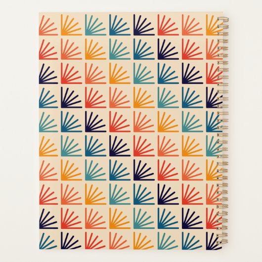 Rainbow Mid Century Modern Pattern Monogram Planer (Rückseite)