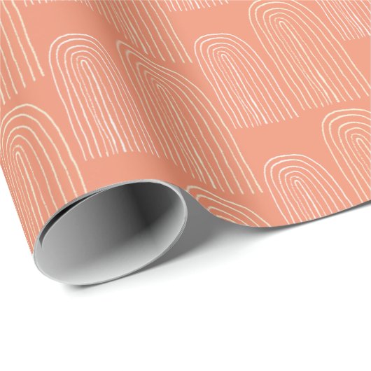 Rainbow Mid Century Orange Chic Muster Geschenkpapier (Rolleneckpunkt)