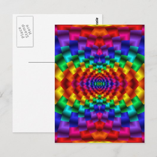 Rainbow Mind Warp Psychedelic Fraktal Postkarte (Vorne/Hinten)
