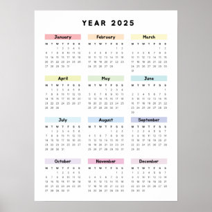 Rainbow-Minimalist-2025-Kalenderposter Poster
