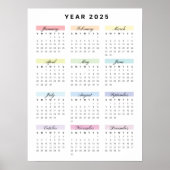 Rainbow Minimalistisch 2025 Calendar Poster (Vorne)