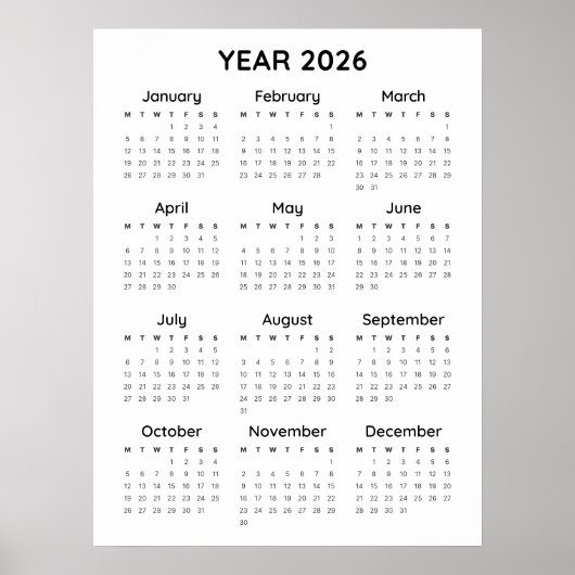 Rainbow Minimalistisch 2026 Kalenderposter Poster (Vorne)