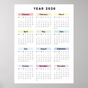 Rainbow Minimalistisch 2026 Kalenderposter Poster
