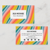 Rainbow Minimalistisch Stripes Handmade Social Med Visitenkarte (Vorne/Hinten)