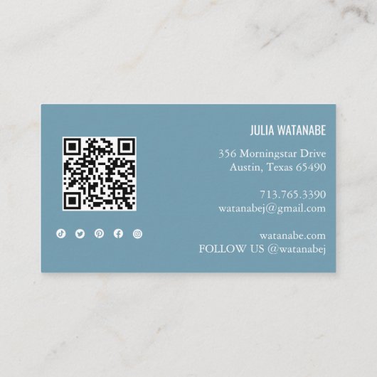 Rainbow Minimalistisch Stripes QR Code Social Medi Visitenkarte (Rückseite)