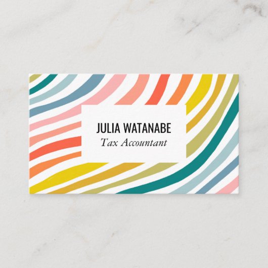 Rainbow Minimalistisch Stripes QR Code Social Medi Visitenkarte (Vorderseite)