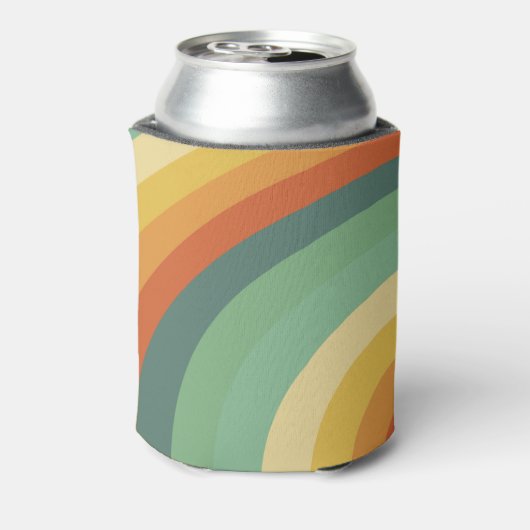 Rainbow Minimalistisch Strips Handmade Square Dosenkühler (Kanne Rückseite)
