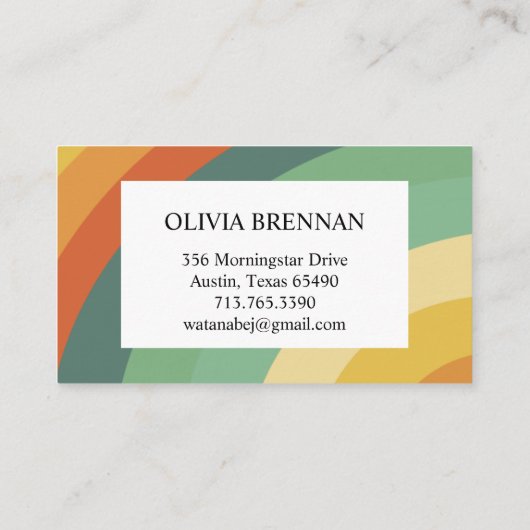 Rainbow Minimalistisch Strips Handmade Square Visitenkarte (Rückseite)