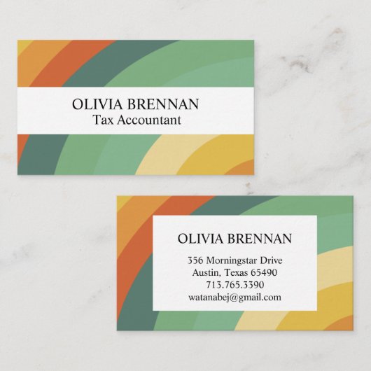 Rainbow Minimalistisch Strips Handmade Square Visitenkarte (Vorne/Hinten)