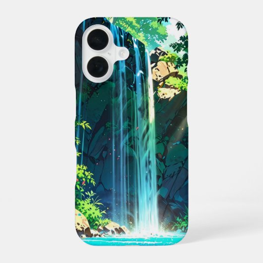 Rainbow Mist Anime Wasserfall iPhone 16 Hülle (Rückseite)