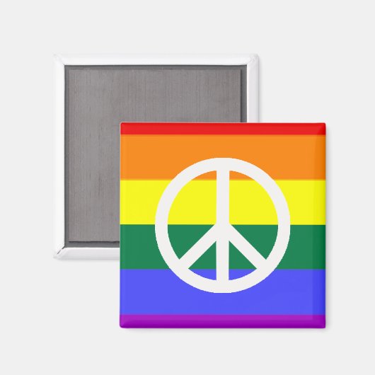 Rainbow mit Peace Symbol Magnet (Vorderseite/Rückseite)