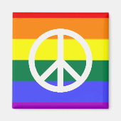 Rainbow mit Peace Symbol Magnet (Vorne)