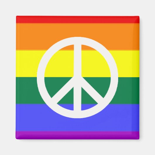 Rainbow mit Peace Symbol Magnet (Vorne)