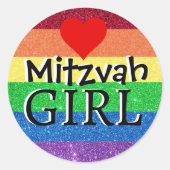 Rainbow Mitzvah Girl Runder Aufkleber (Vorderseite)