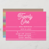 Rainbow Modern 21. Geburtstag Party Einladung (Vorne/Hinten)