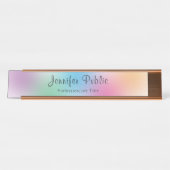 Rainbow Modern Colorful Template Rose Gold Elegant Schreibtischnamensplakette (Vorderseite )