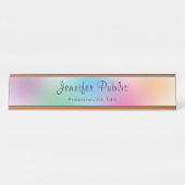 Rainbow Modern Colorful Template Rose Gold Elegant Schreibtischnamensplakette (Vorderseite )