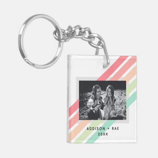 Rainbow Modern Custom 1- Foto Gift Schlüsselanhänger (Vorderseite links)