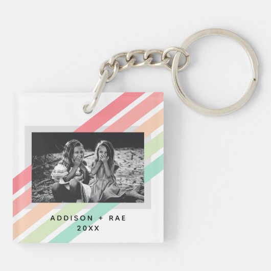 Rainbow Modern Custom 1- Foto Gift Schlüsselanhänger (Rückseite)