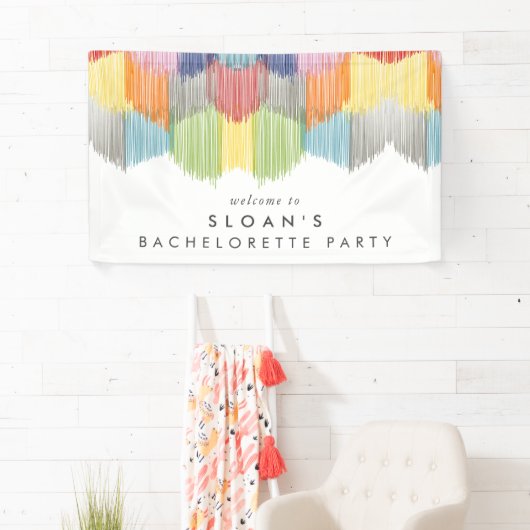 Rainbow Modern Fringe Junggeselinnen-Abschied Banner (Insitu)