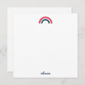 Rainbow Modern Personalisierter Script Name Blue Mitteilungskarte (Vorne/Hinten)