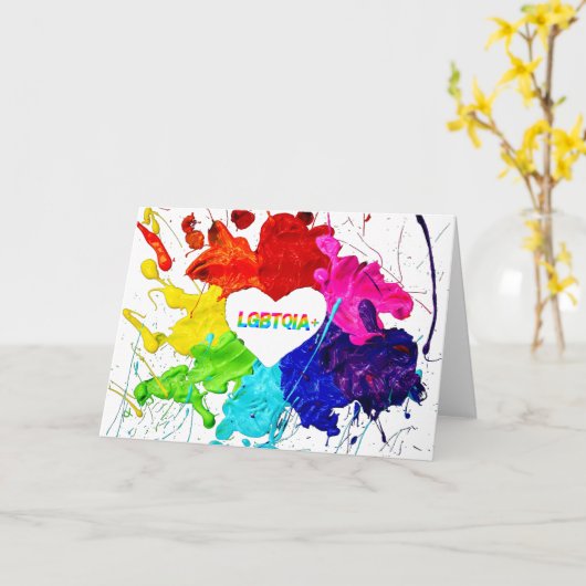 Rainbow Modern Strip LGBT Karte (Gelbe Blume)