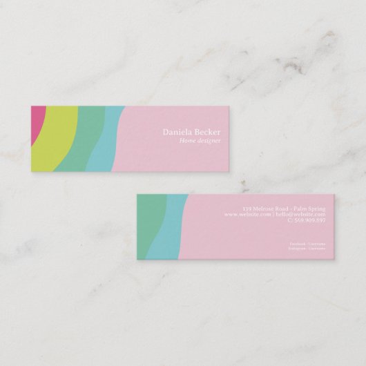 Rainbow Moderne, farbenfrohe rosa Custom Business  Mini Visitenkarte (Vorne/Hinten)