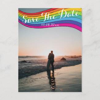Rainbow Modernes Lässiges Foto Hochzeit retten Dat Postkarte