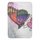 Rainbow Monarch Butterfly Original Fantasy Art Badematte (Vorderseite Vertikal)