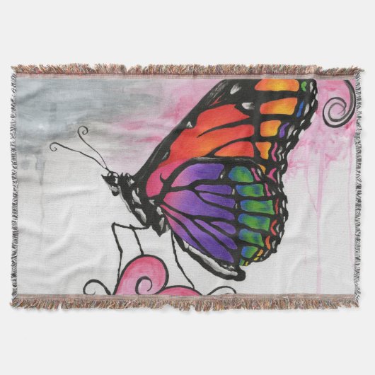 Rainbow Monarch Butterfly Original Fantasy Art Decke (Vorderseite)