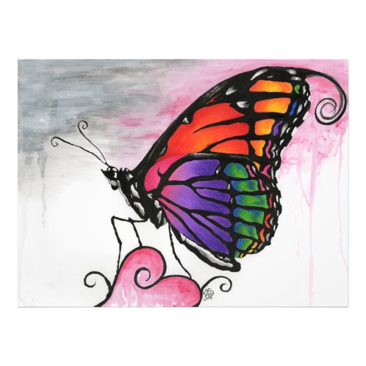 Rainbow Monarch Butterfly Original Fantasy Art Fotodruck (Vorne)