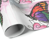 Rainbow Monarch Butterfly Original Fantasy Art Geschenkpapier (Rolleneckpunkt)