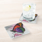 Rainbow Monarch Butterfly Original Fantasy Art Glasuntersetzer (Schrägansicht)