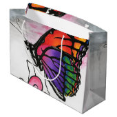 Rainbow Monarch Butterfly Original Fantasy Art Große Geschenktüte (Rückseite Schrägansicht)