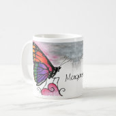 Rainbow Monarch Butterfly Original Fantasy Art Kaffeetasse (Vorderseite Links)