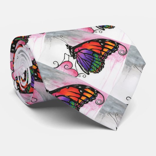 Rainbow Monarch Butterfly Original Fantasy Art Krawatte (Gerollt)