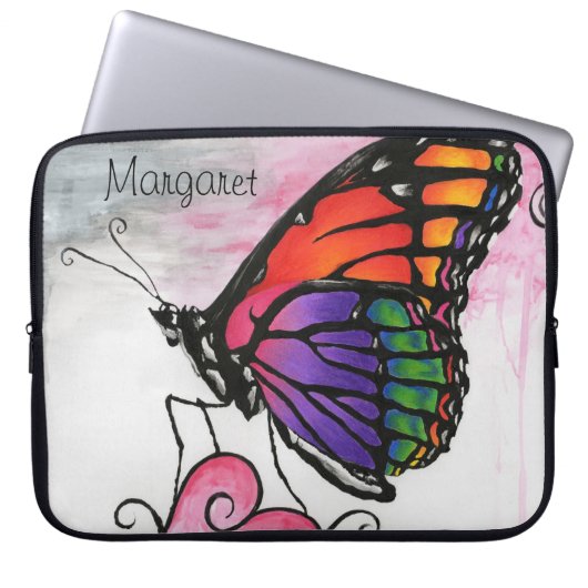 Rainbow Monarch Butterfly Original Fantasy Art Laptopschutzhülle (Vorderseite)