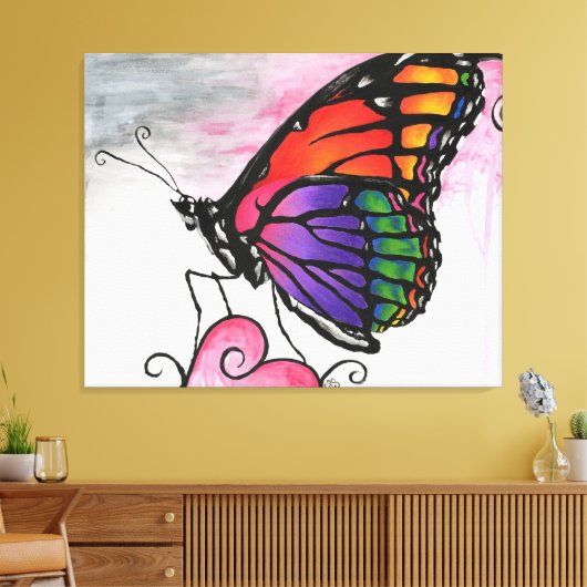 Rainbow Monarch Butterfly Original Fantasy Art Leinwanddruck (Insitu (Wohnzimmer))